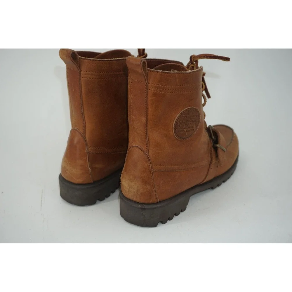 Ralph Lauren Polo Country Ranger Boots Brown Leather Buckle Men's Size 9.5D